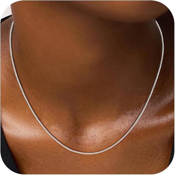 Amazon.com: 純銀1.4 公釐方框鏈: 服裝，鞋子和珠寶